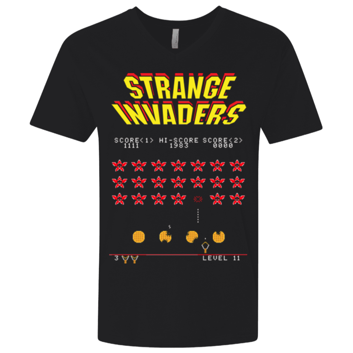 T-Shirts Black / X-Small Strange Invaders Men's Premium V-Neck