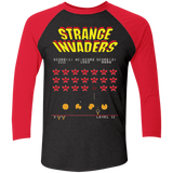 T-Shirts Vintage Black/Vintage Red / X-Small Strange Invaders Men's Triblend 3/4 Sleeve
