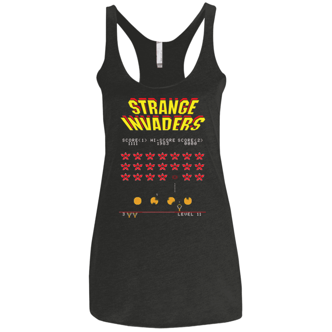 T-Shirts Vintage Black / X-Small Strange Invaders Women's Triblend Racerback Tank