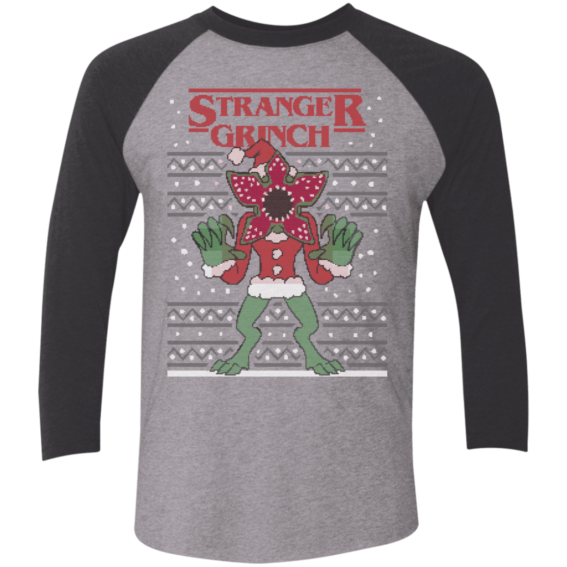 T-Shirts Premium Heather/ Vintage Black / X-Small Stranger Grinch Men's Triblend 3/4 Sleeve