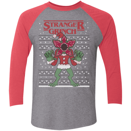 T-Shirts Premium Heather/ Vintage Red / X-Small Stranger Grinch Men's Triblend 3/4 Sleeve