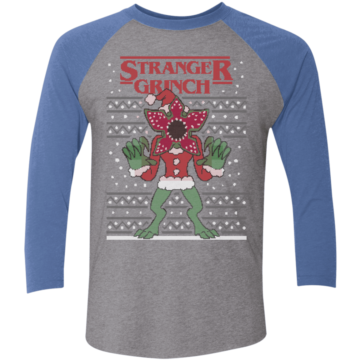 T-Shirts Premium Heather/ Vintage Royal / X-Small Stranger Grinch Men's Triblend 3/4 Sleeve