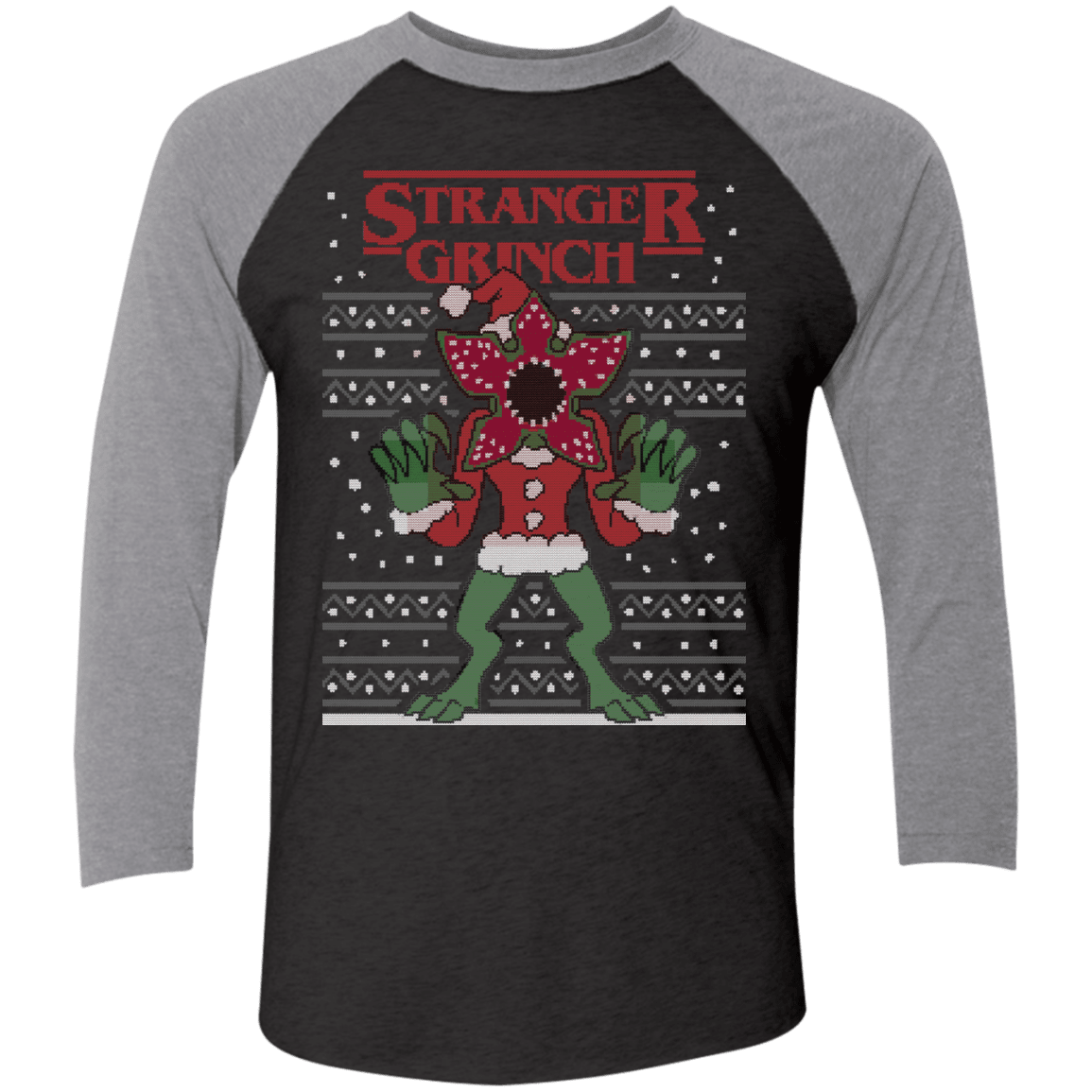 T-Shirts Vintage Black/Premium Heather / X-Small Stranger Grinch Men's Triblend 3/4 Sleeve