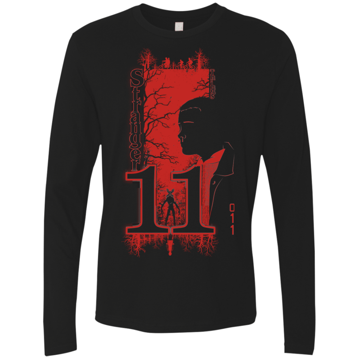 T-Shirts Black / Small Stranger Things 11 Profile Men's Premium Long Sleeve