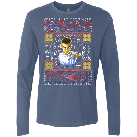 T-Shirts Indigo / Small Stranger Things ugly sweater Men's Premium Long Sleeve