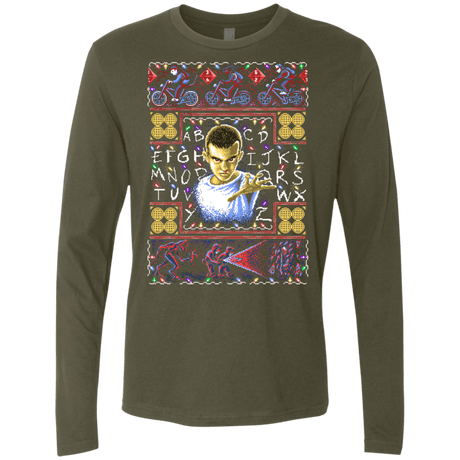 T-Shirts Military Green / Small Stranger Things ugly sweater Men's Premium Long Sleeve