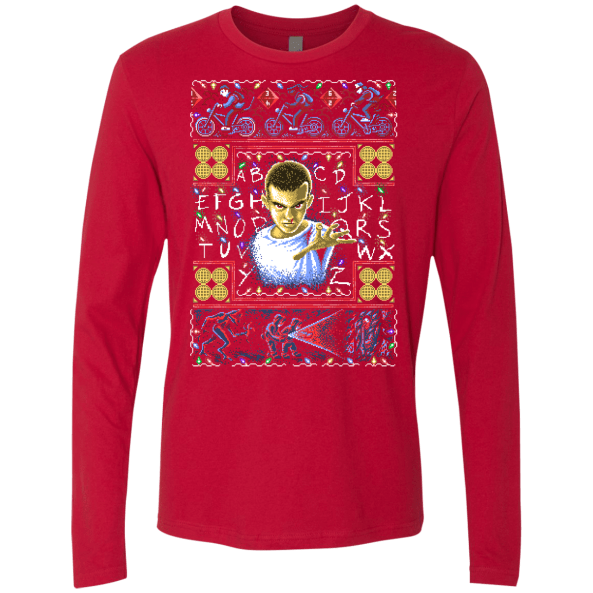 T-Shirts Red / Small Stranger Things ugly sweater Men's Premium Long Sleeve