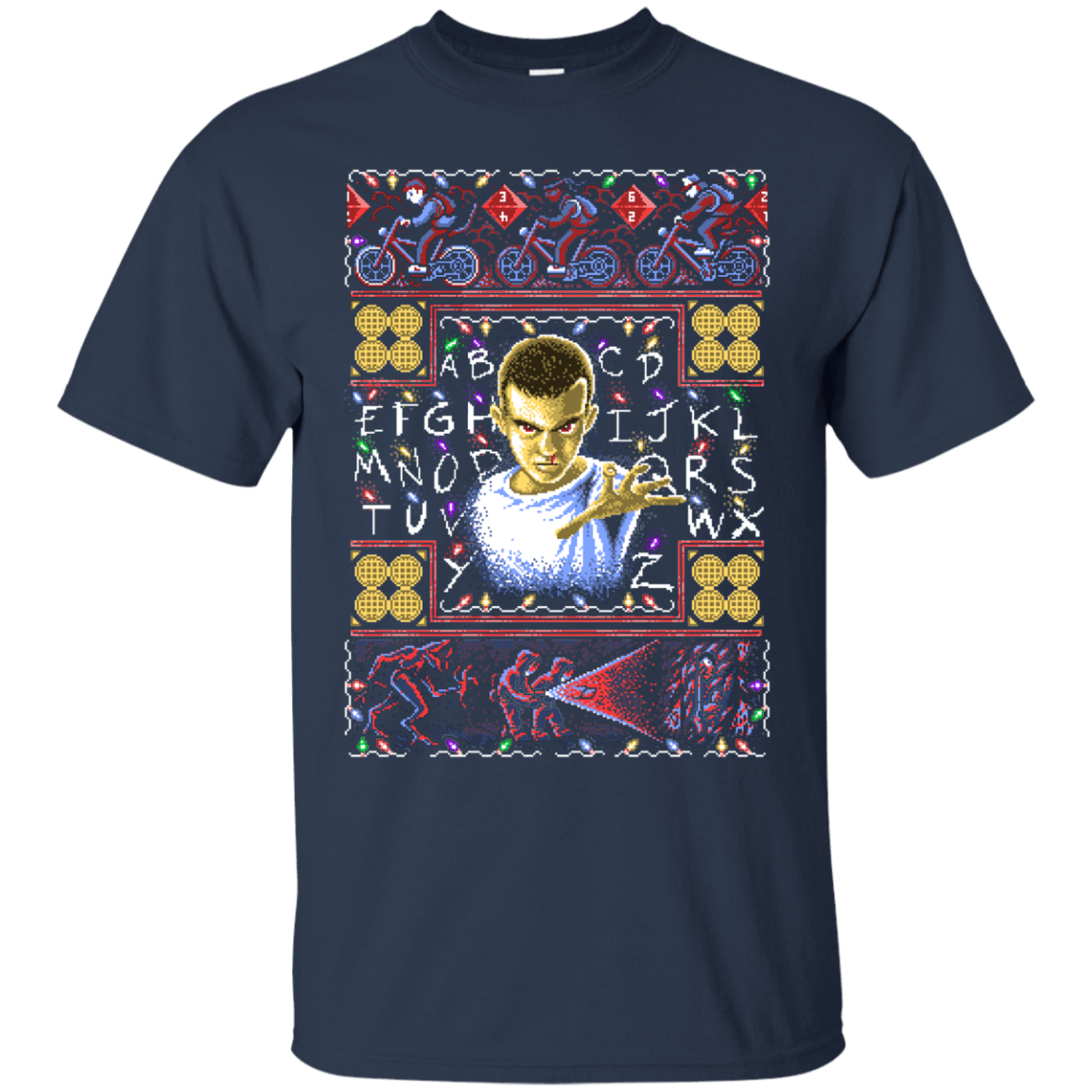 T-Shirts Navy / Small Stranger Things ugly sweater T-Shirt