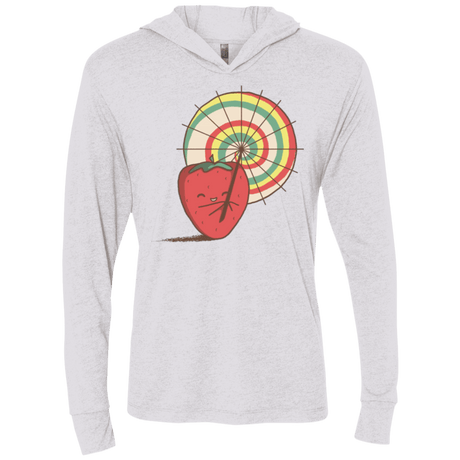 T-Shirts Heather White / X-Small Strawberry Frye Triblend Long Sleeve Hoodie Tee