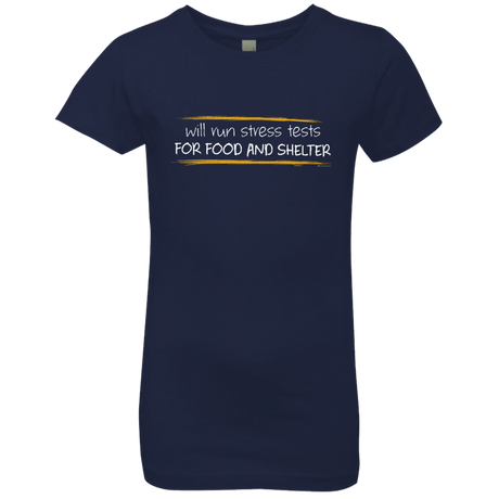 T-Shirts Midnight Navy / YXS Stress Testing For Food And Shelter Girls Premium T-Shirt