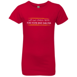 T-Shirts Red / YXS Stress Testing For Food And Shelter Girls Premium T-Shirt