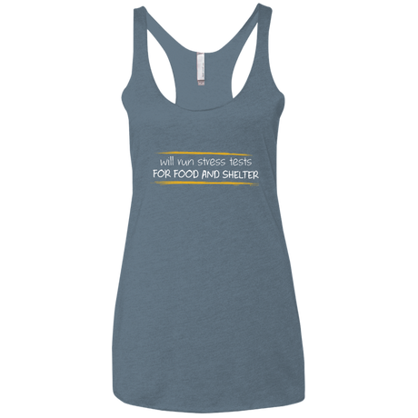T-Shirts Indigo / X-Small Stress Testing For Food And Shelter Women's Triblend Racerback Tank