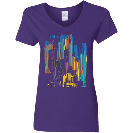 Stripey City Women's V-Neck T-Shirt