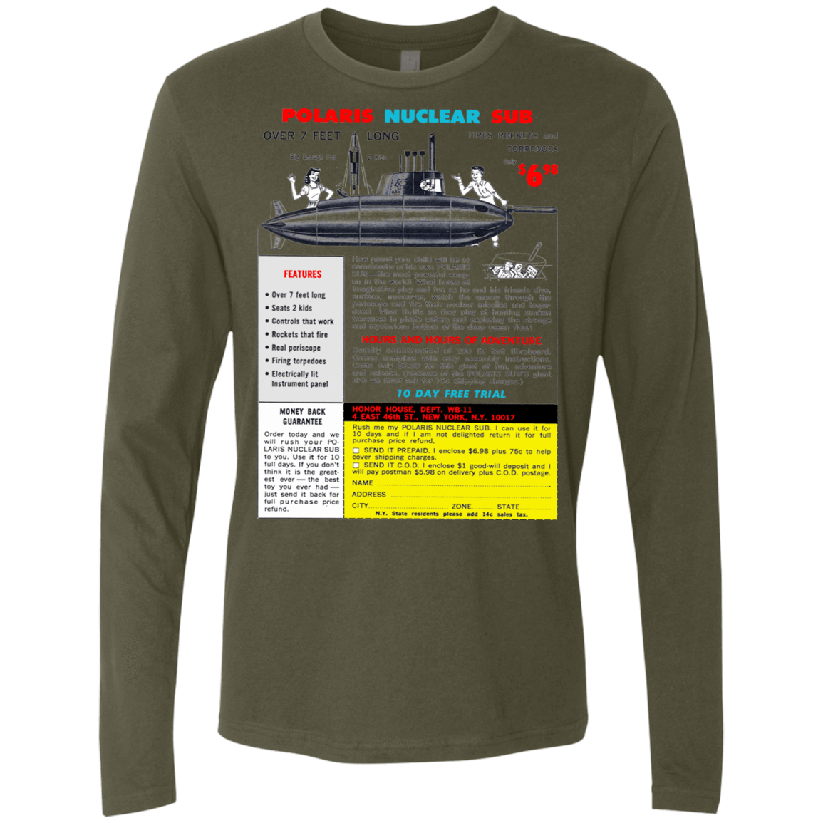 T-Shirts Military Green / Small Sub Men's Premium Long Sleeve