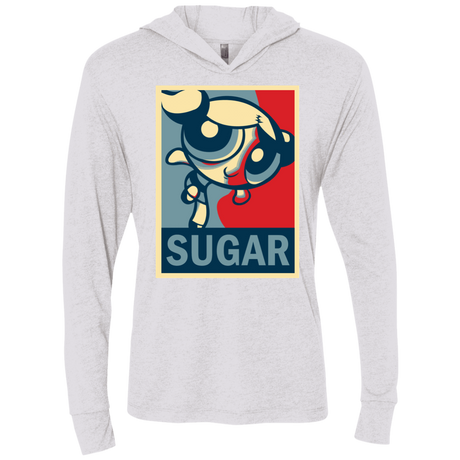 T-Shirts Heather White / X-Small Sugar Powerpuff Triblend Long Sleeve Hoodie Tee