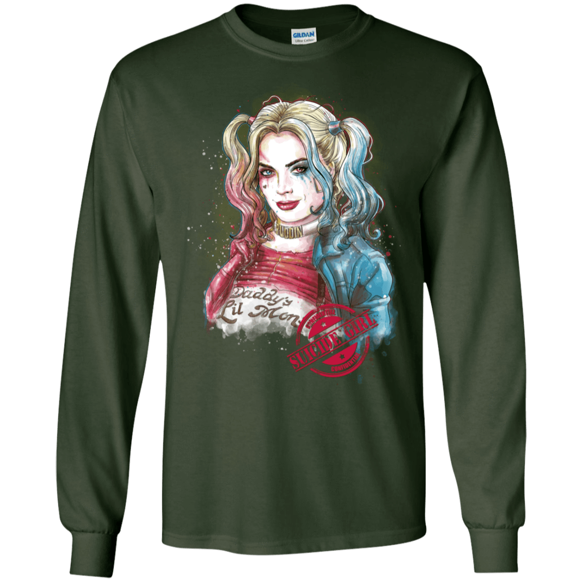 T-Shirts Forest Green / S Suicide Girl Men's Long Sleeve T-Shirt