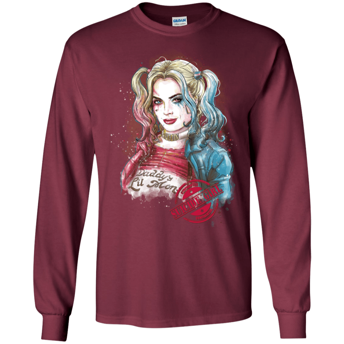 T-Shirts Maroon / S Suicide Girl Men's Long Sleeve T-Shirt