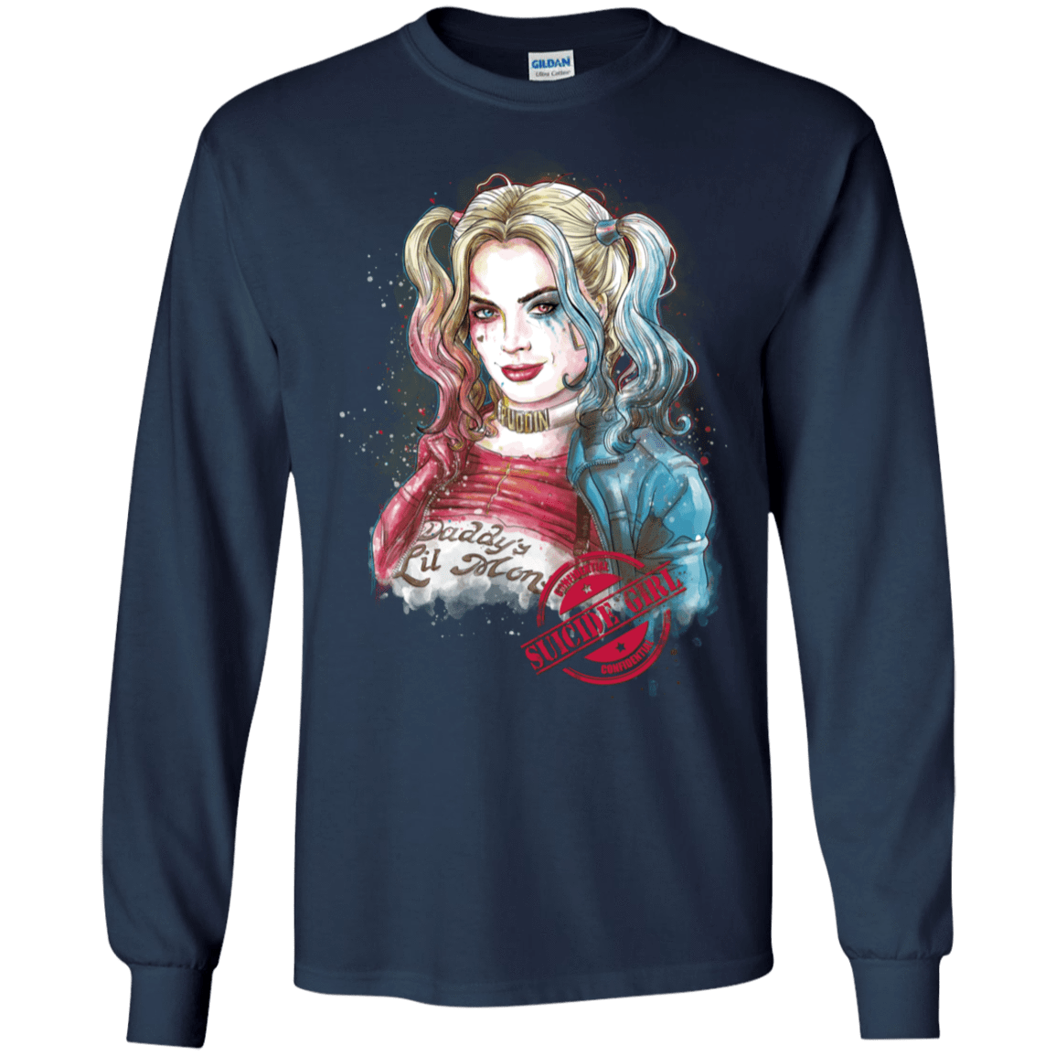 T-Shirts Navy / S Suicide Girl Men's Long Sleeve T-Shirt