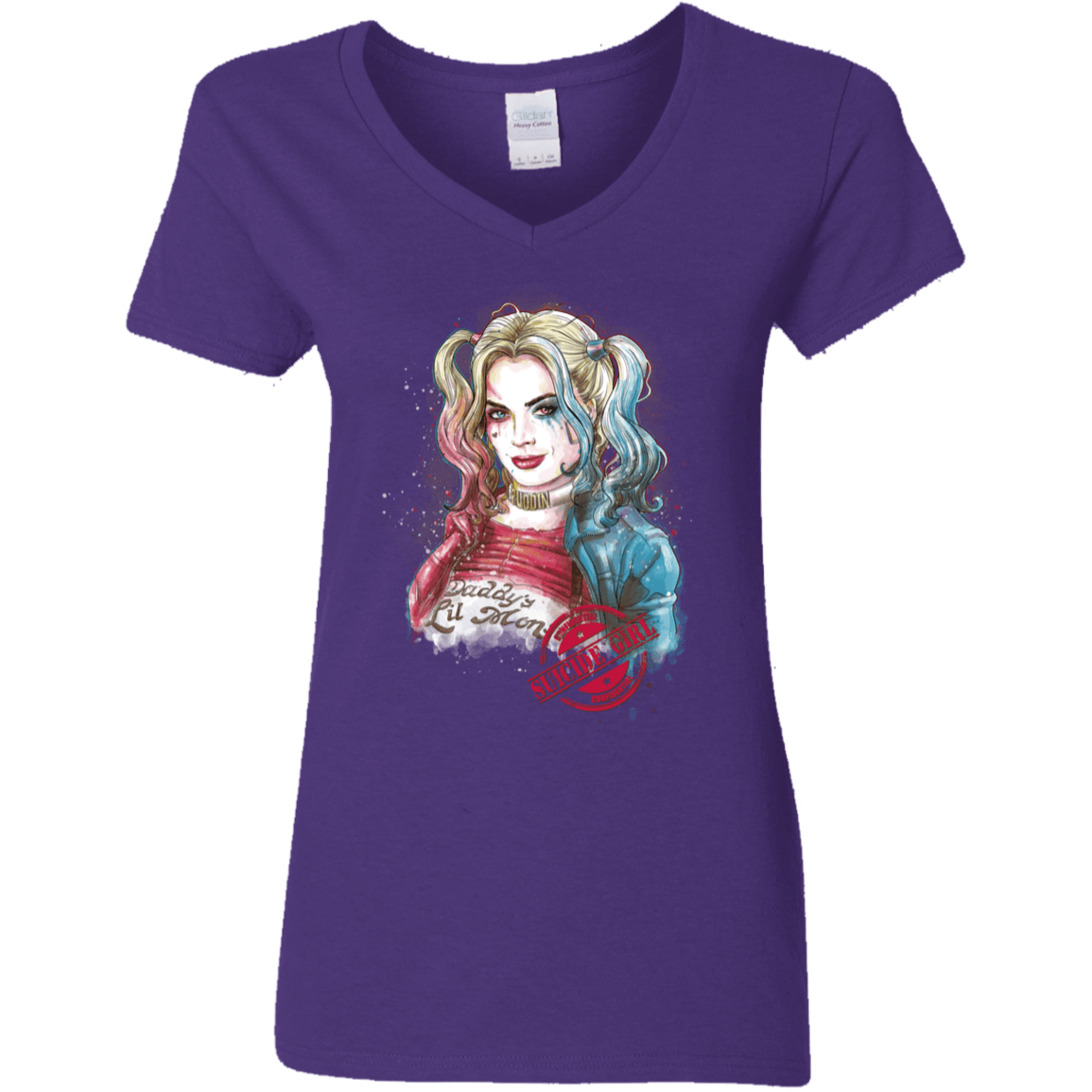 T-Shirts Purple / S Suicide Girl Women's V-Neck T-Shirt