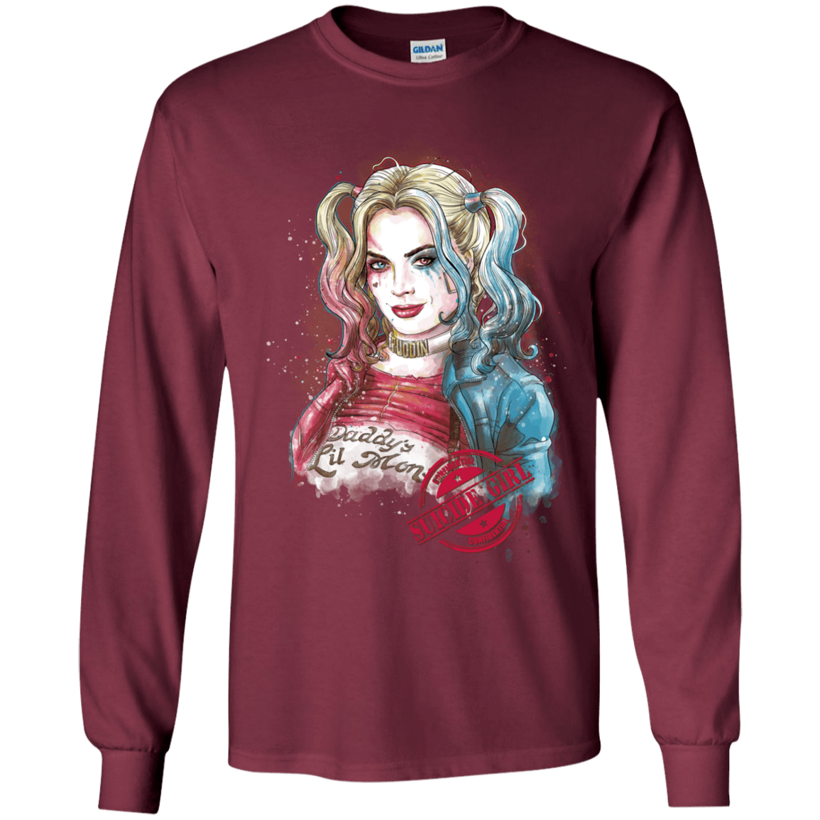T-Shirts Maroon / YS Suicide Girl Youth Long Sleeve T-Shirt