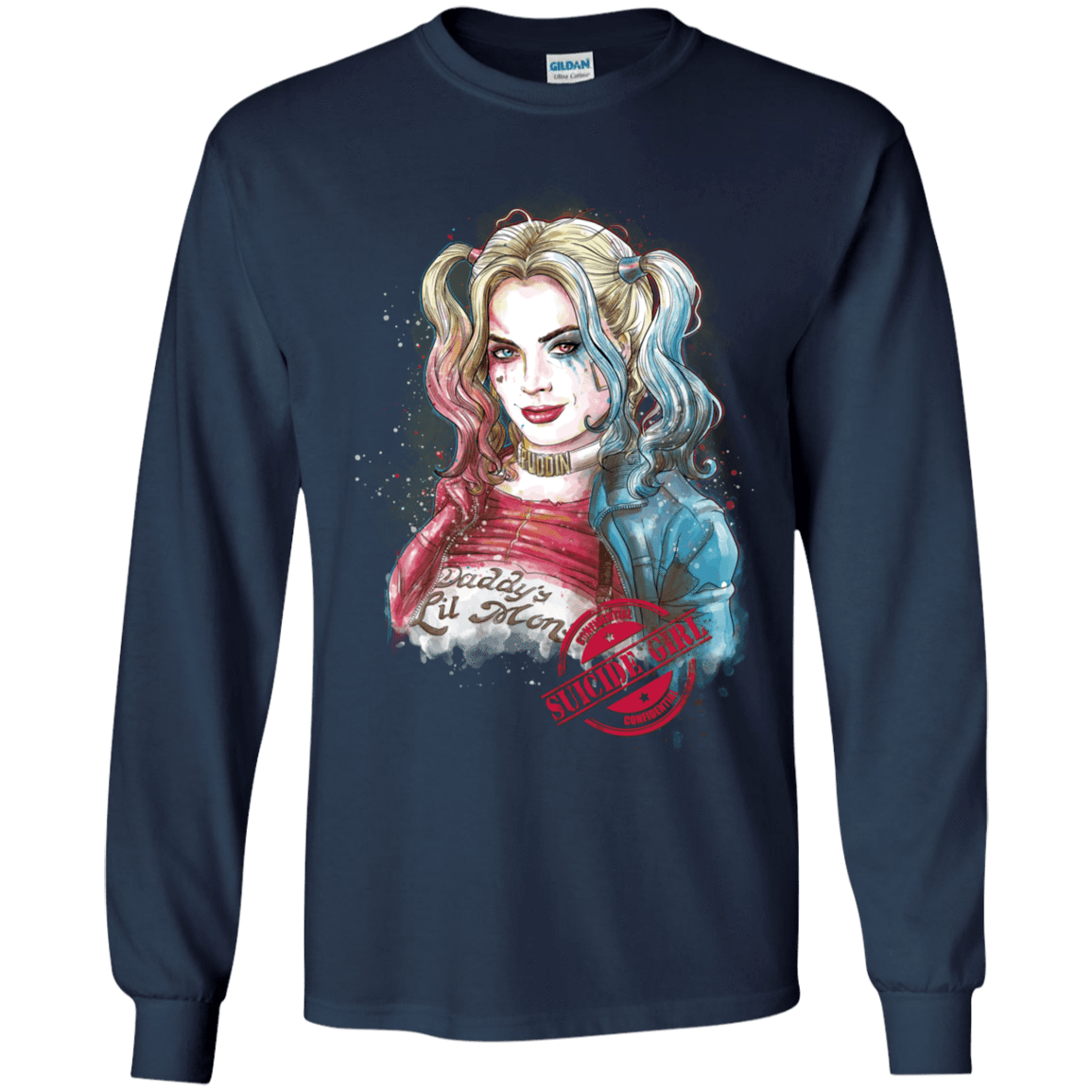 T-Shirts Navy / YS Suicide Girl Youth Long Sleeve T-Shirt