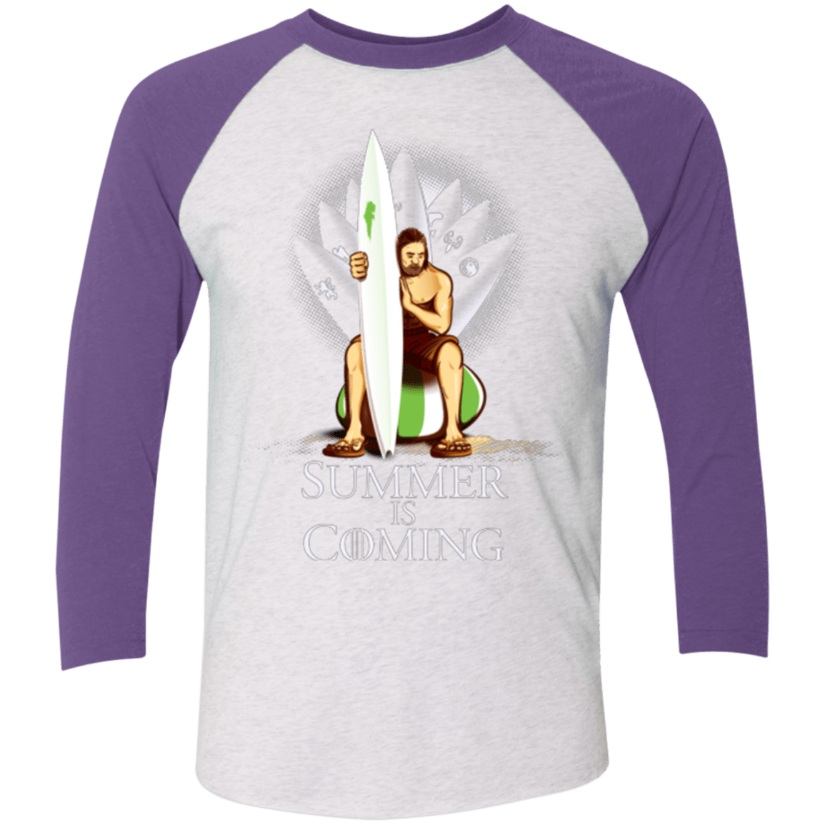 T-Shirts Heather White/Purple Rush / X-Small Summer is Coming Men's Triblend 3/4 Sleeve