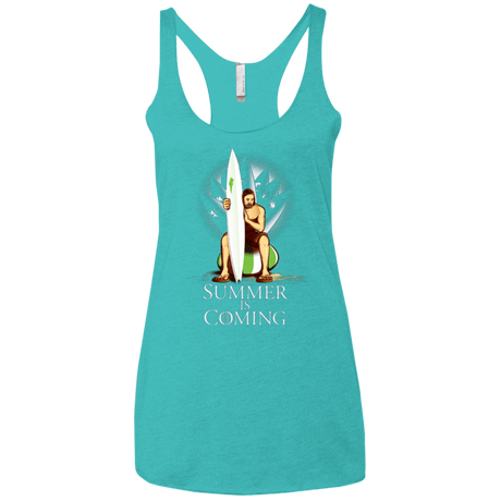 T-Shirts Tahiti Blue / X-Small Summer is Coming Women's Triblend Racerback Tank