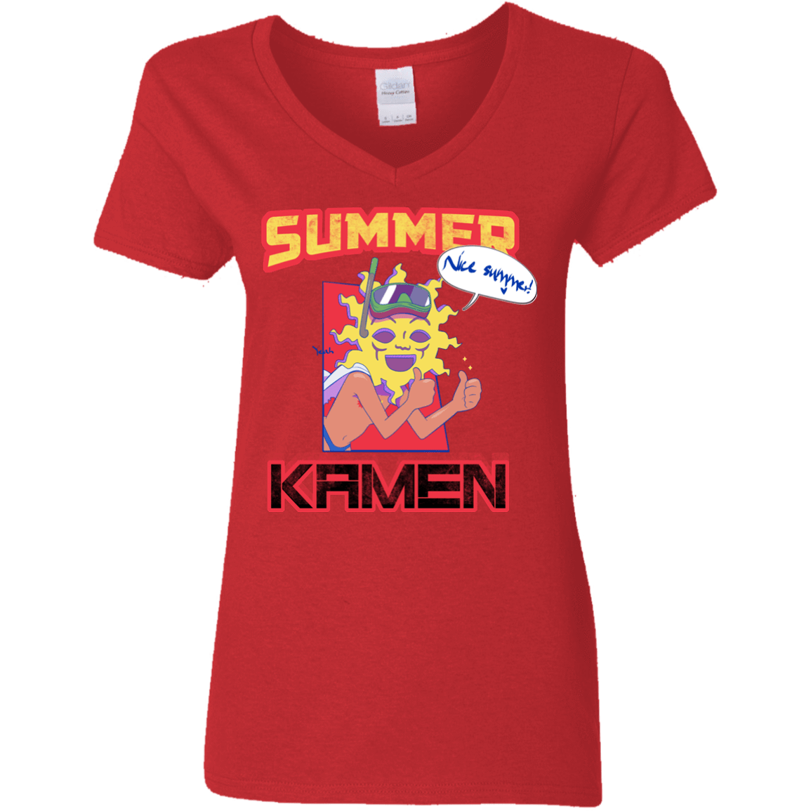 T-Shirts Red / S Summer Kamen Women's V-Neck T-Shirt