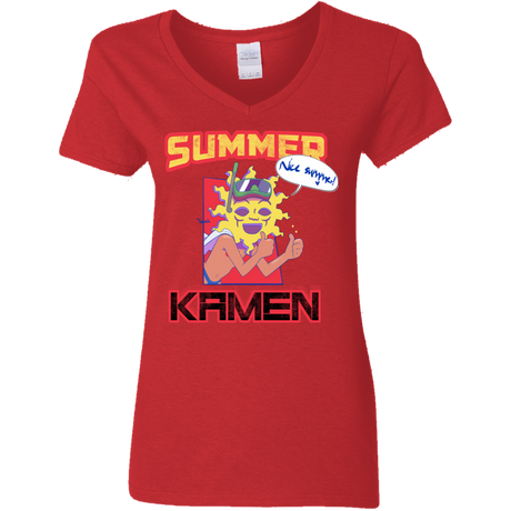 T-Shirts Red / S Summer Kamen Women's V-Neck T-Shirt