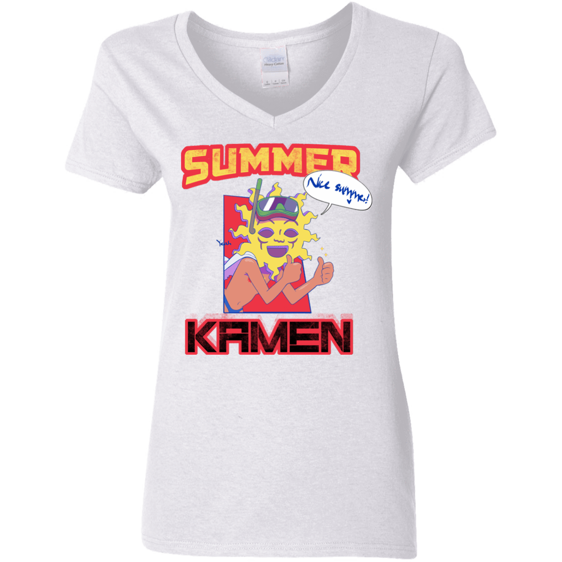 T-Shirts White / S Summer Kamen Women's V-Neck T-Shirt