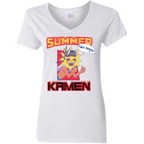 T-Shirts White / S Summer Kamen Women's V-Neck T-Shirt