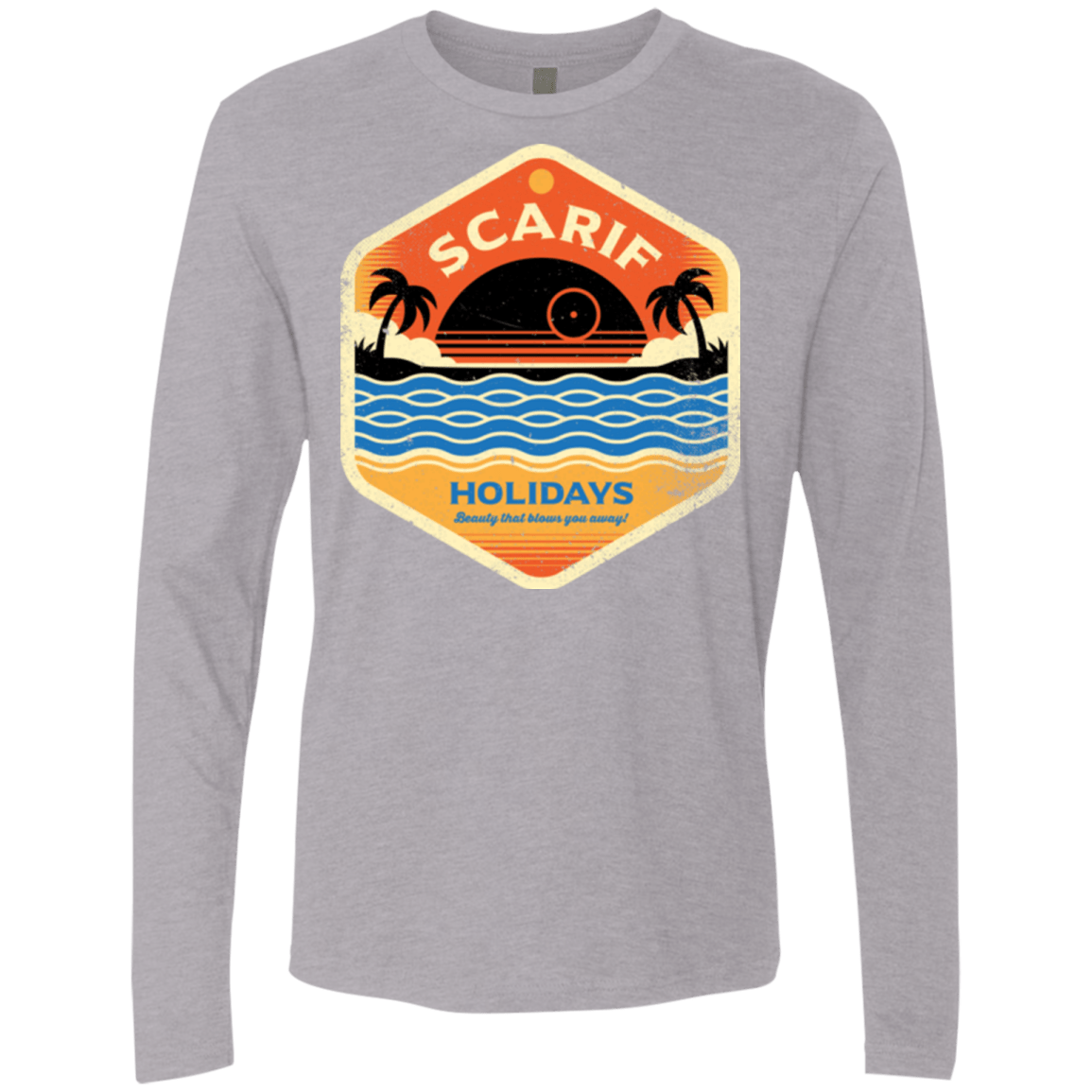 T-Shirts Heather Grey / Small Sun Sea & Space Stations Men's Premium Long Sleeve
