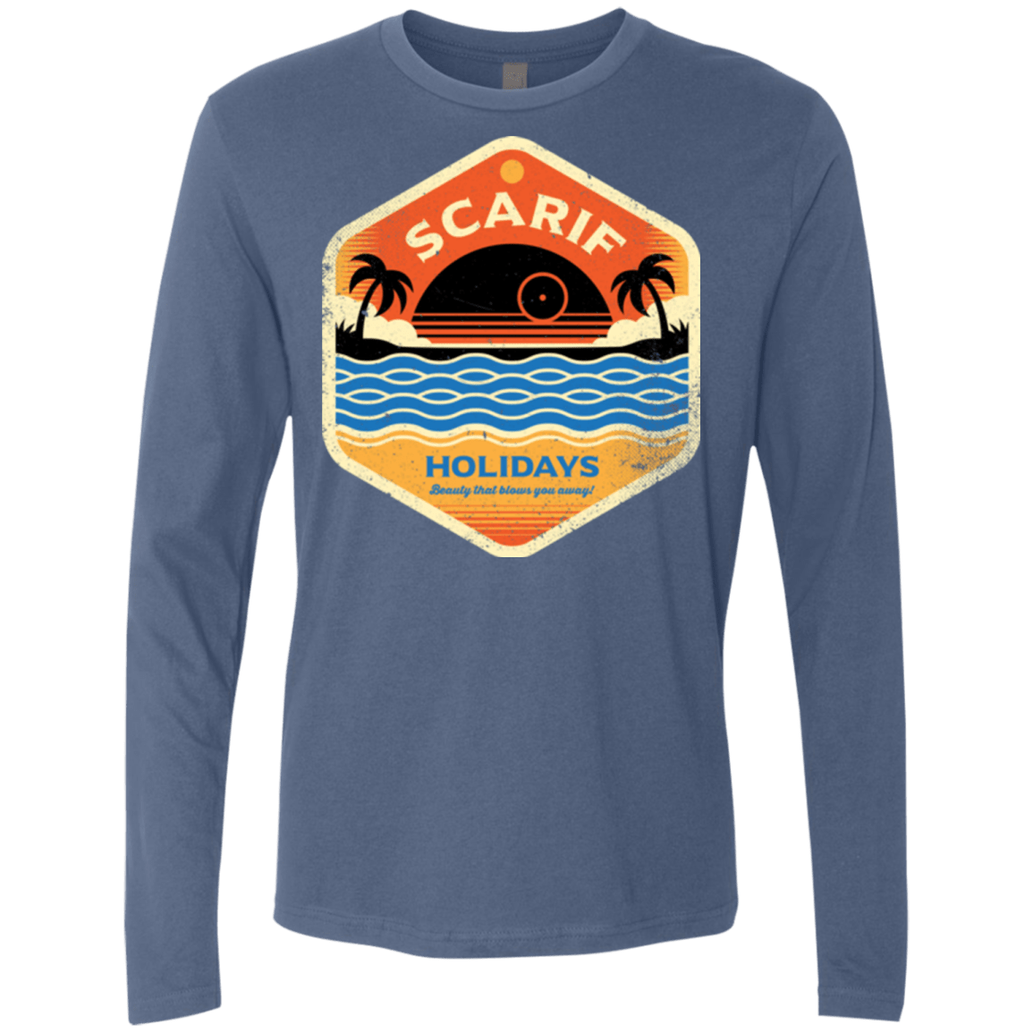 T-Shirts Indigo / Small Sun Sea & Space Stations Men's Premium Long Sleeve