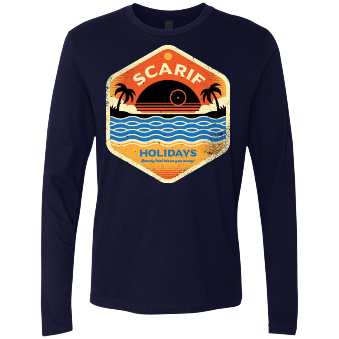 T-Shirts Midnight Navy / Small Sun Sea & Space Stations Men's Premium Long Sleeve