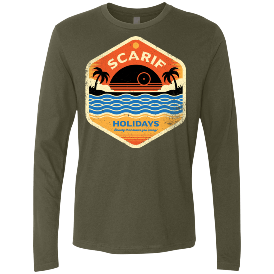 T-Shirts Military Green / Small Sun Sea & Space Stations Men's Premium Long Sleeve
