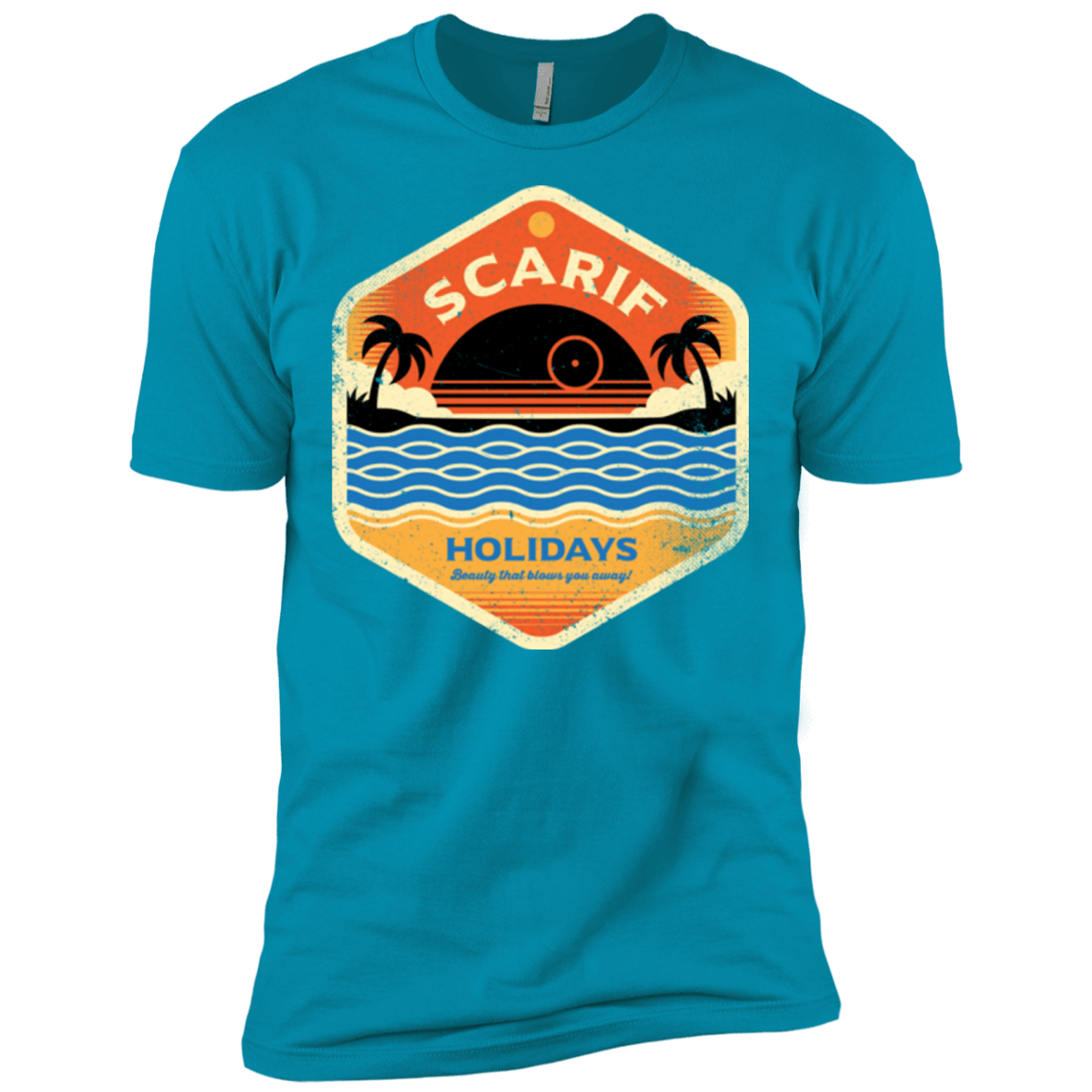 T-Shirts Turquoise / X-Small Sun Sea & Space Stations Men's Premium T-Shirt