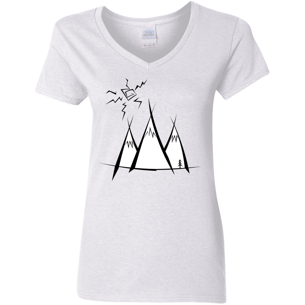 T-Shirts White / S Sunny Mountains Women's V-Neck T-Shirt