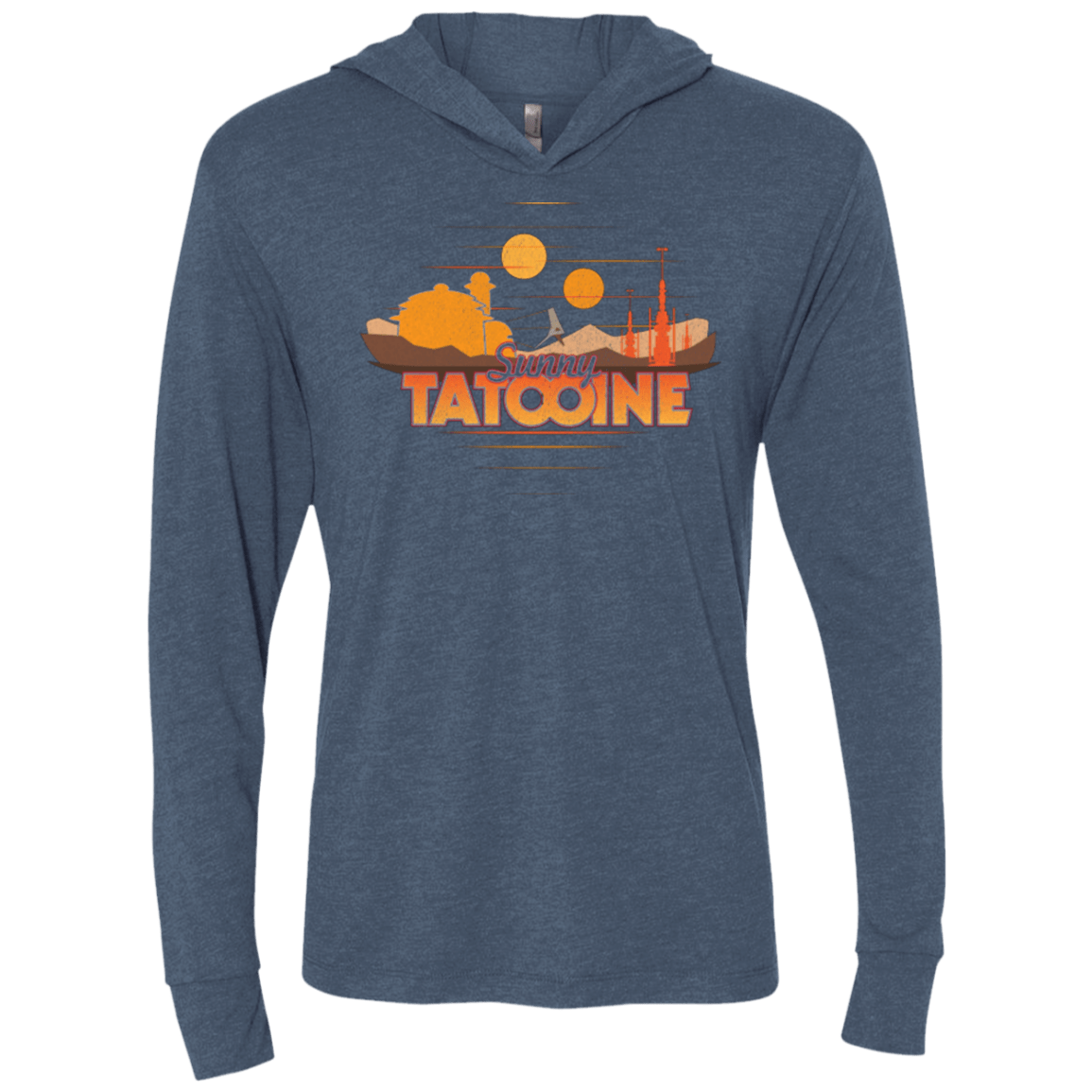 T-Shirts Indigo / X-Small Sunny Tatooine Triblend Long Sleeve Hoodie Tee