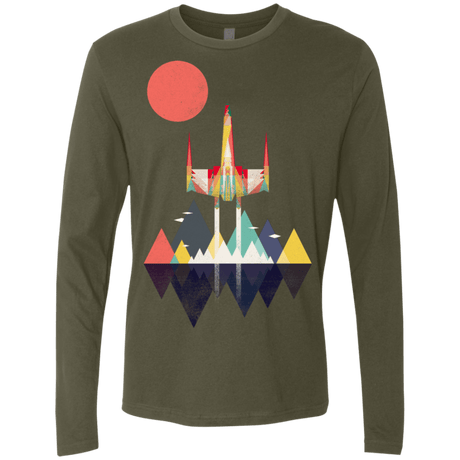 T-Shirts Military Green / S Sunset Fighter Men's Premium Long Sleeve