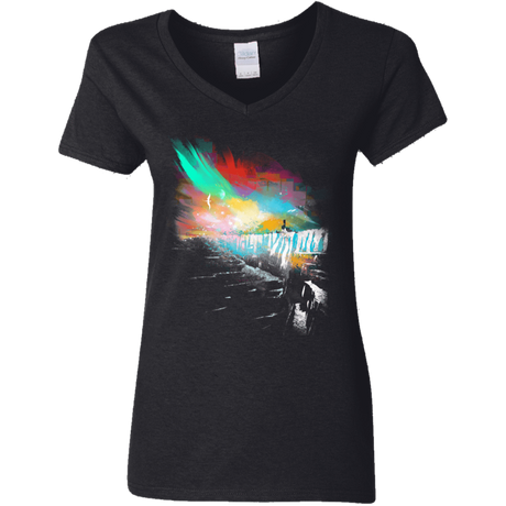 T-Shirts Black / S Sunset on The Wall Women's V-Neck T-Shirt