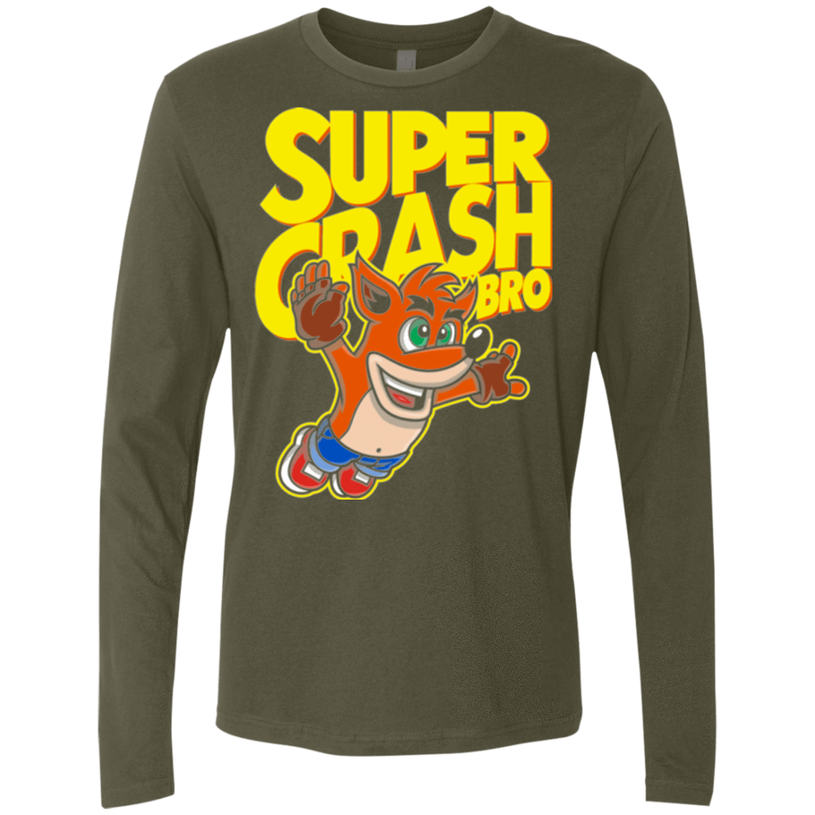 T-Shirts Military Green / Small Super Crash Bros Men's Premium Long Sleeve