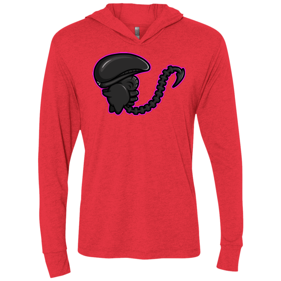 T-Shirts Vintage Red / X-Small Super Cute Alien Triblend Long Sleeve Hoodie Tee