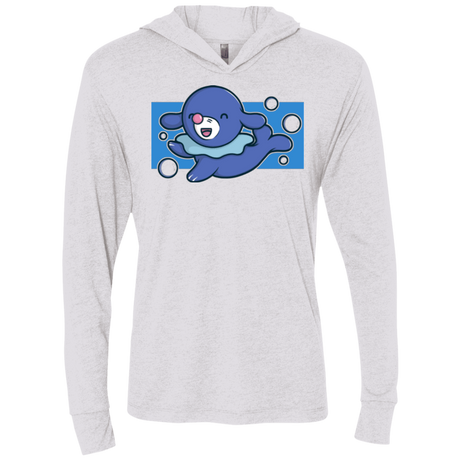 T-Shirts Heather White / X-Small Super Cute Starter Popplio Triblend Long Sleeve Hoodie Tee