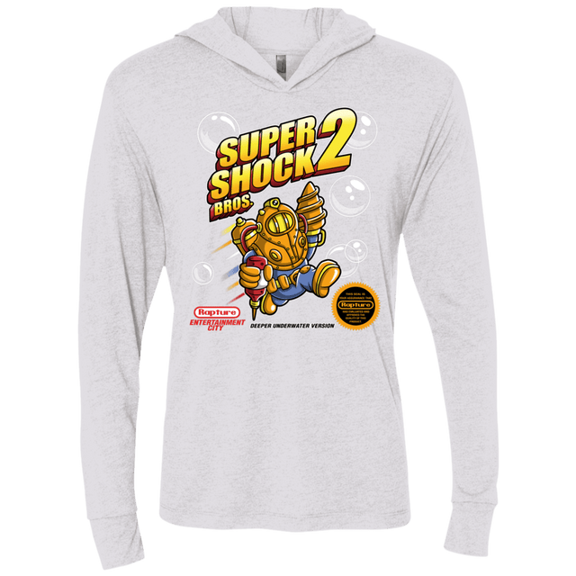 T-Shirts Heather White / X-Small Super Shock Bros 2 Triblend Long Sleeve Hoodie Tee