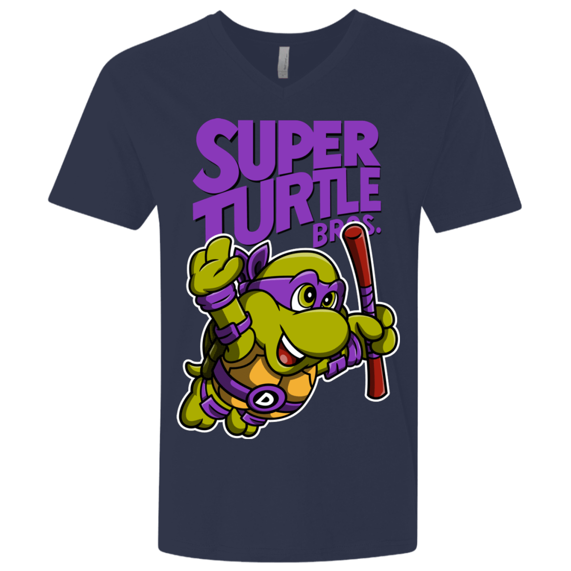 T-Shirts Midnight Navy / X-Small Super Turtle Bros Donnie Men's Premium V-Neck