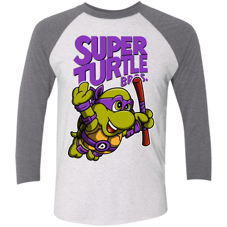 T-Shirts Heather White/Premium Heather / X-Small Super Turtle Bros Donnie Triblend 3/4 Sleeve