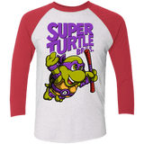 T-Shirts Heather White/Vintage Red / X-Small Super Turtle Bros Donnie Triblend 3/4 Sleeve