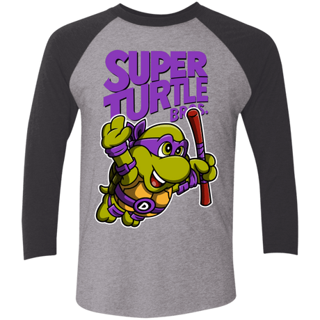 T-Shirts Premium Heather/ Vintage Black / X-Small Super Turtle Bros Donnie Triblend 3/4 Sleeve