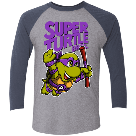 T-Shirts Premium Heather/ Vintage Navy / X-Small Super Turtle Bros Donnie Triblend 3/4 Sleeve