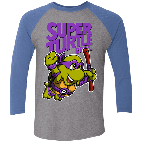 T-Shirts Premium Heather/ Vintage Royal / X-Small Super Turtle Bros Donnie Triblend 3/4 Sleeve